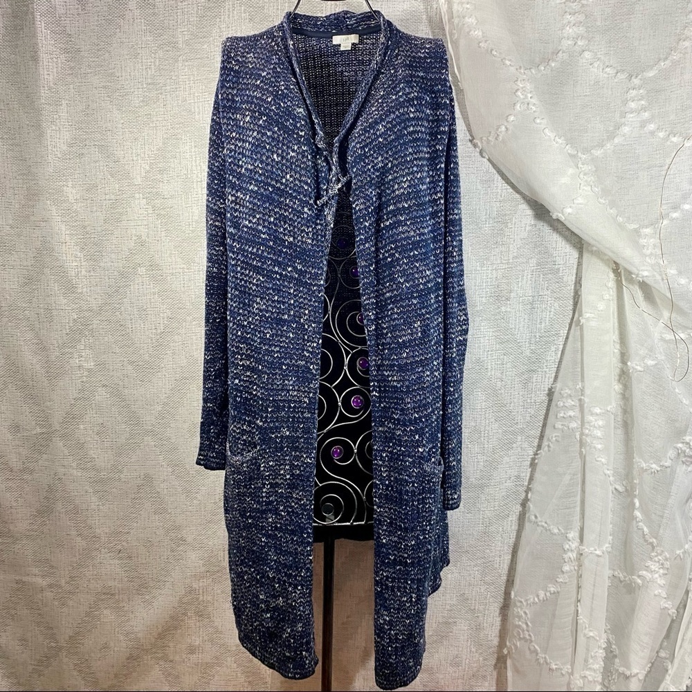 J Jill blue melange knit open front cardigan size M